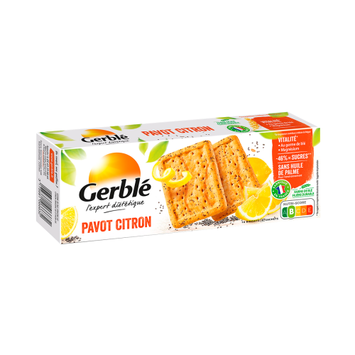 Das frische Gerblé Biscuit Mohn Zitrone für Zwischendurch Gerblé Biscuit Mohn Zitrone
